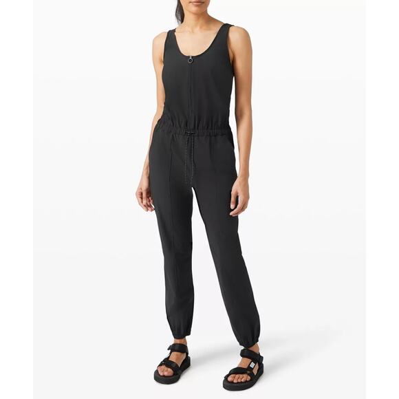 Lululemon Pants - Lululemon Shift in Time Jumpsuit Romper Black One Piece Womens Size 12 Yoga